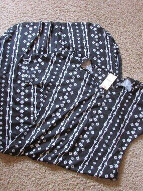 NWT Manydress XL Black White Maxi Long Vneck & Back Dress Pockets Poly
